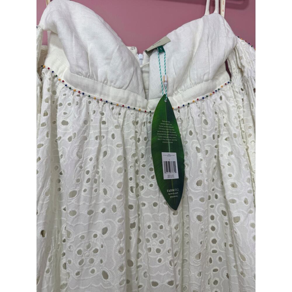 Farm Rio Off-White 3D Flower Maxi Dress Size Small - Picture 9 of 9